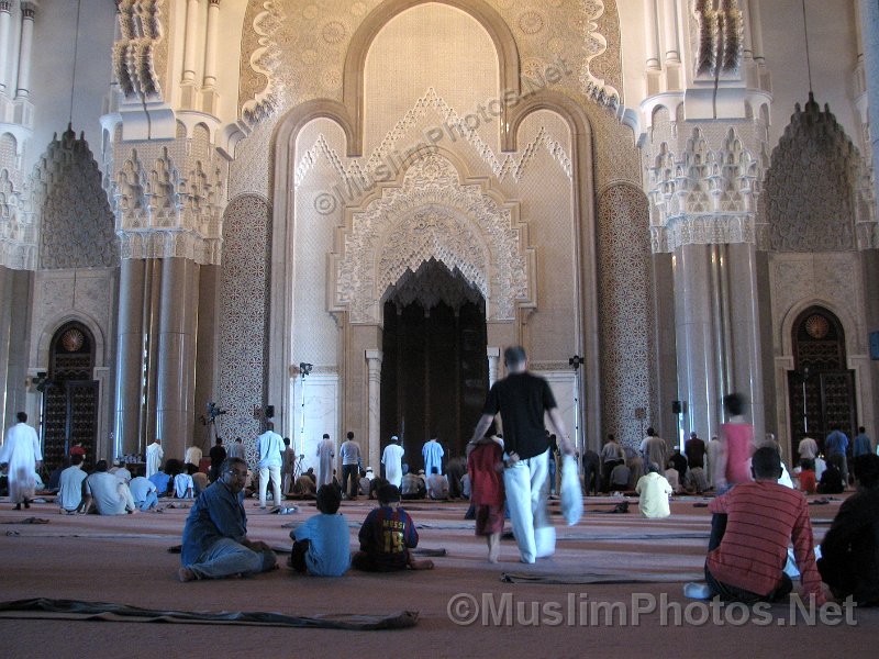 The main prayer hall of the Hassan II Mosque