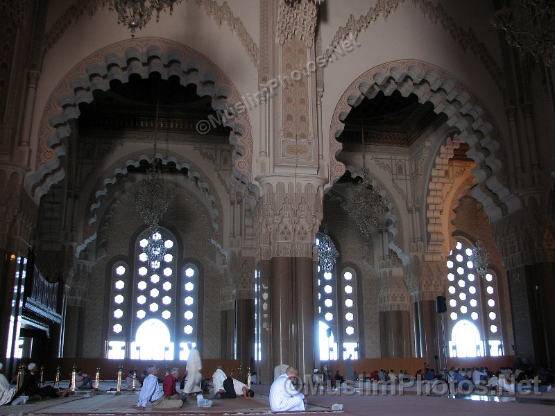 The windows of the main prayer hall of the Hassan II Mosque