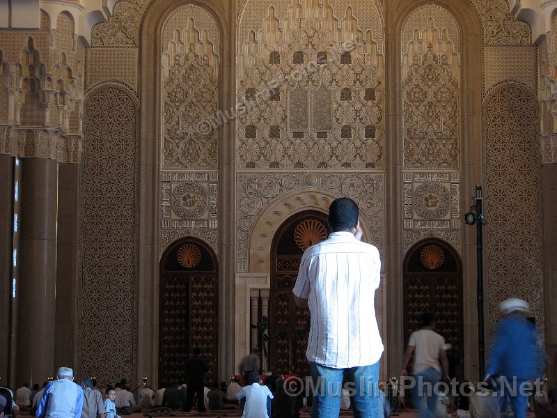 The main prayer hall of the Hassan II Mosque