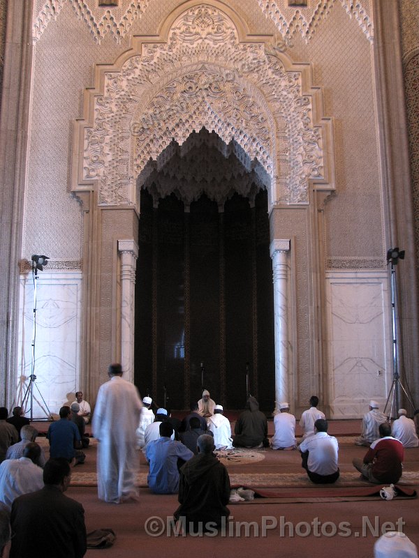 The main prayer hall of the Hassan II Mosque