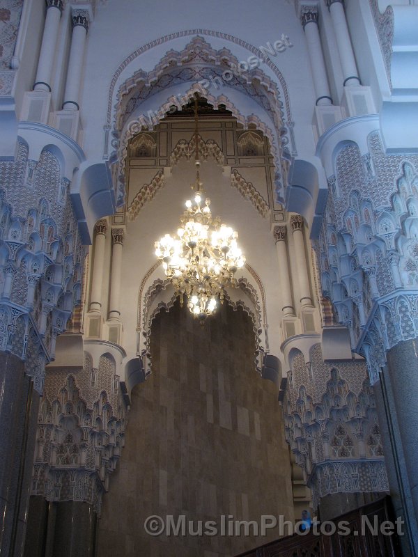 The main prayer hall of the Hassan II Mosque