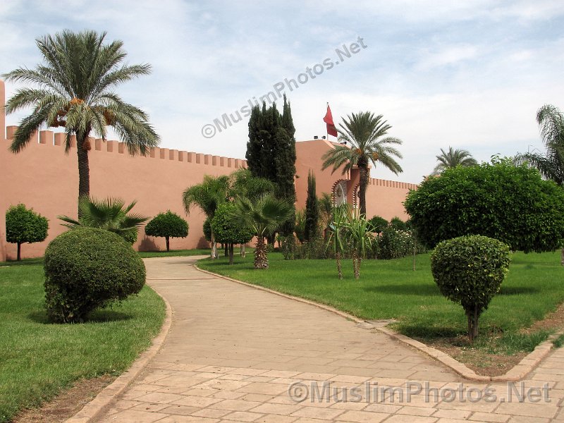 A garden outside the Royal Palace & the outer walls of the Palace