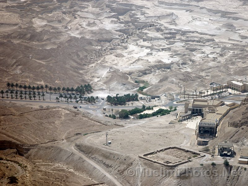 The Judean Desert as seen from Masada - and the entry point to Masada